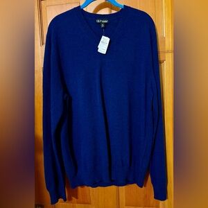 Neiman Marcus Deep Blue V-Neck Sweater 100% Cashmere